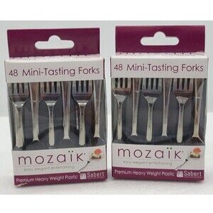 Mozaik Mini Tasting Forks Appetizer Forks Heavy Weight Plastic Lot of 2 96 total